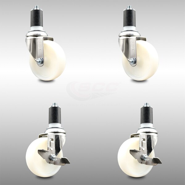 Service Caster 4 Inch 316SS Nylon Wheel Swivel 1-1/2 Inch Expanding Stem Caster Brake SCC, 2PK SCC-SS316EX20S414-NYS-2-TLB-2-112 - main